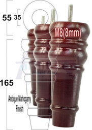 L&F 4 Replacement Furniture Feet Antique Mahogany Turned Wooden Legs 165mm High Settee Chairs Sofas Footstools M8 (8mm) Tsp2071 - thumbnail 1