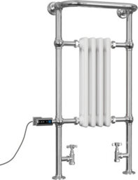 Uk Radiators 1239Btu H963mm X W493mm White Traditional Thermostatic Wifi Column Dual Fuel Heated Towel Rail Arundel