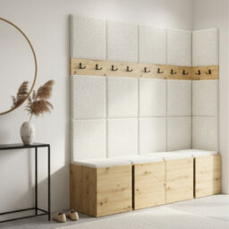 Orion Ii Hallway Set Artisan Oak Shoe Cabinet Hangers Cream Panels