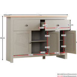 Lassic Vida Designs Arlington Grey 2 Drawer 3 Door Sideboard Storage Cabinet Cupboard - thumbnail 2
