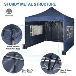 Mcc Direct Maximus 3X3 Heavy Duty Pop Up Blue Gazebo With Sides - thumbnail 2