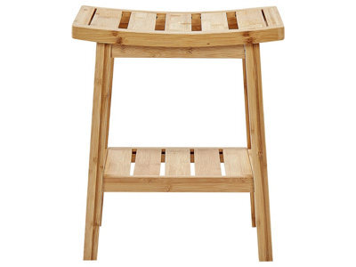 Wyld And Coco Compact Light Brown Bamboo Side Table With Built-In Shelf, Rectangular, W39 X H45Cm - image 1