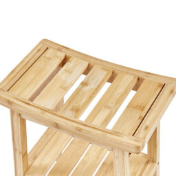 Wyld And Coco Compact Light Brown Bamboo Side Table With Built-In Shelf, Rectangular, W39 X H45Cm - thumbnail 4