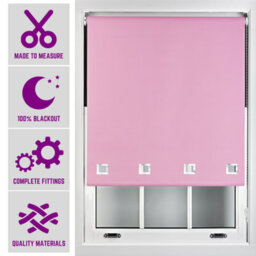 Furnished Made To Measure Blackout Roller Blinds With Big Square Eyelets - Pink Blind (W)90Cm (L)210Cm - thumbnail 1