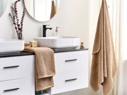 Beliani Set Of 2 Towels Mitiaro Terry Cotton Sand Beige - thumbnail 2