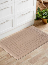 Ivy Washable Greek Key Design Anti Slip Doormats Beige 50X80 Cm - thumbnail 1