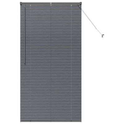 Berkfield Modern Window Blind With Curtains Manual Dark Grey Aluminium