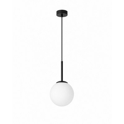 Luminosa Lighting Luminosa Mondi Globe Pendant Ceiling Light Black White Glass Shade 1X E27 - image 1