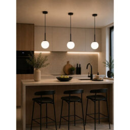 Luminosa Lighting Luminosa Mondi Globe Pendant Ceiling Light Black White Glass Shade 1X E27 - thumbnail 4