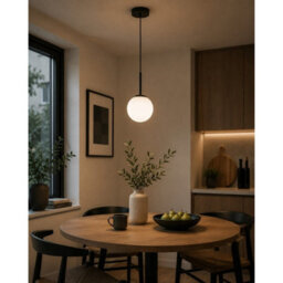 Luminosa Lighting Luminosa Mondi Globe Pendant Ceiling Light Black White Glass Shade 1X E27 - thumbnail 2