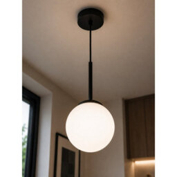 Luminosa Lighting Luminosa Mondi Globe Pendant Ceiling Light Black White Glass Shade 1X E27 - thumbnail 3