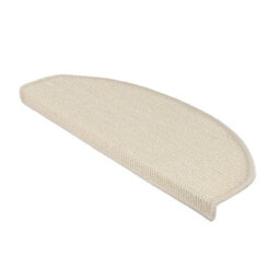 Floordirekt Pure Nature Self Adhesive Edged Hard Wearing Sisal Stair Tread Mat For Indoor Stairs Semicircular Ivory 23.5 X 65 Cm