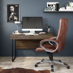Alphason Dorel Home Hampton Office Chair In Brown Leather - thumbnail 6