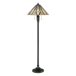 Elegant Tiffany Style Floor Lamp With Coloured Shade And Bronze Finish - thumbnail 2