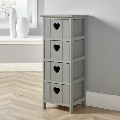 Wooden 4 Drawer Chest Bedroom Storage Organiser Bedside Grey - image 1