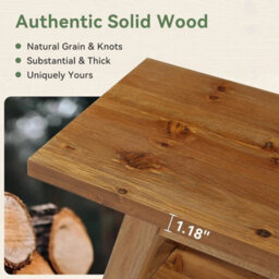 63-Inch Solid Wood Dining Bench Modern Indoor Bench Seating With Storage Shelf - thumbnail 5
