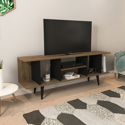 Decorotika Akya Tv Stand Tv Unit For Tvs Up To 65 Inch Walnut Black - image 1