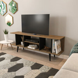 Decorotika Akya Tv Stand Tv Unit For Tvs Up To 65 Inch Walnut Black - thumbnail 3