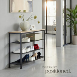 Tectake Shoe Rack Portsmouth - Surface Shelf And 3 Grid Shelves, Industrial Style -  - Industrial Wood Light, Oak Sonoma - thumbnail 8
