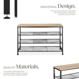 Tectake Shoe Rack Portsmouth - Surface Shelf And 3 Grid Shelves, Industrial Style -  - Industrial Wood Light, Oak Sonoma - thumbnail 3