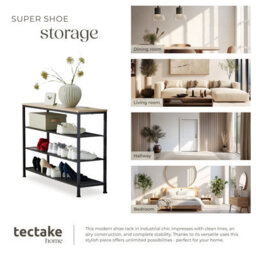 Tectake Shoe Rack Portsmouth - Surface Shelf And 3 Grid Shelves, Industrial Style -  - Industrial Wood Light, Oak Sonoma - thumbnail 7