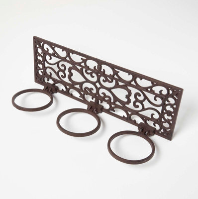 Homescapes Brown Cast Iron Parisian Style Flowerpot Holder - image 1