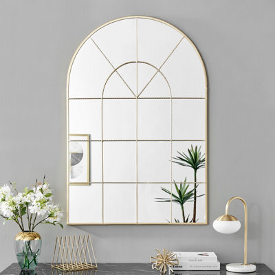 Furniturebox Zeus Large 120Cm X 80Cm Art Deco Gold Window Floor Or Wall Hallway Bedroom Dining And Living Room Mirror - image 1