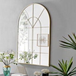 Furniturebox Zeus Large 120Cm X 80Cm Art Deco Gold Window Floor Or Wall Hallway Bedroom Dining And Living Room Mirror - thumbnail 2