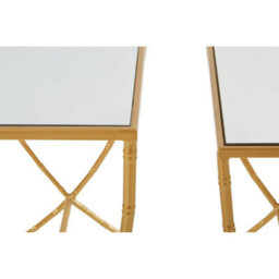 Orsina  Set Of 2 Bamboo Design Side Tables,rectangular Nesting Table,luxe Gold Finish Bedside Table,accent Tables - thumbnail 4