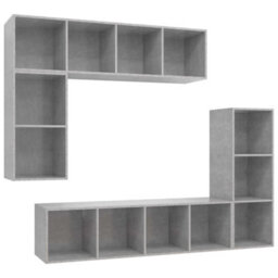 Berkfield 4 Piece Tv Cabinet Set Concrete Grey Engineered Wood - thumbnail 2