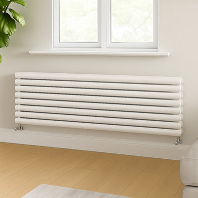 Plum&clay Kensington White Double Horizontal Radiator (H)472mm (W)1500mm - image 1