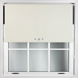 Furnished Thermal Blackout Roller Blinds With Triple Diamond Eyelets & Metal Fittings - Cream (W)55Cm (L)210Cm