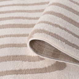 The Rugs Loft Beige And Ivory Curved Line Living Room Area Rug And Runners Soft Pile - thumbnail 6