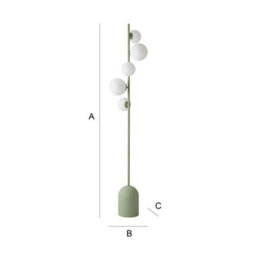 Valuelights Marlow Sage Green 5 Way Floor Lamp With Glass Globe Lampshade Light - Led Bulbs Included - thumbnail 9