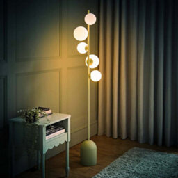 Valuelights Marlow Sage Green 5 Way Floor Lamp With Glass Globe Lampshade Light - Led Bulbs Included - thumbnail 3