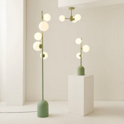 Valuelights Marlow Sage Green 5 Way Floor Lamp With Glass Globe Lampshade Light - Led Bulbs Included - thumbnail 7