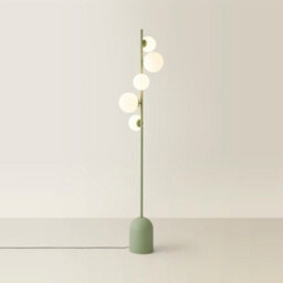 Valuelights Marlow Sage Green 5 Way Floor Lamp With Glass Globe Lampshade Light - Led Bulbs Included - thumbnail 4