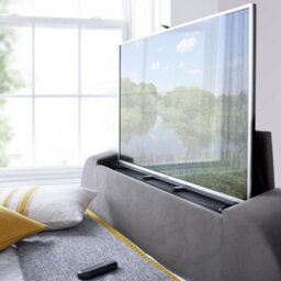 Luther Grey Velvet Ottoman Winged Electric Media Tv Bed Frame - 6Ft Super King Size - thumbnail 9
