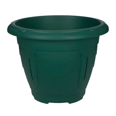 Flower Pot Venetian Round Planter Forest Green Plant Garden Patio Basket 24Cm - image 1