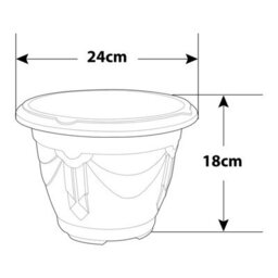 Flower Pot Venetian Round Planter Forest Green Plant Garden Patio Basket 24Cm - thumbnail 4