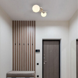 Luminosa Lighting Luminosa Riha Globe Wall Lights Nickel Matt Opal Glass Shade 2X G9 3000K - thumbnail 4