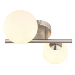 Luminosa Lighting Luminosa Riha Globe Wall Lights Nickel Matt Opal Glass Shade 2X G9 3000K - thumbnail 3