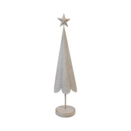 Four Candle Off White Metal Tree With Brushed Gold Stars 57Cm - thumbnail 1