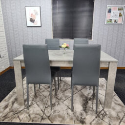 Kosy Koala Grey Dining Table And 4 Chairs Stone Grey Effect Kitchen Wood Set 4 - thumbnail 1