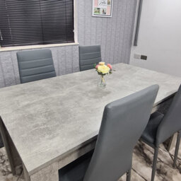 Kosy Koala Grey Dining Table And 4 Chairs Stone Grey Effect Kitchen Wood Set 4 - thumbnail 6