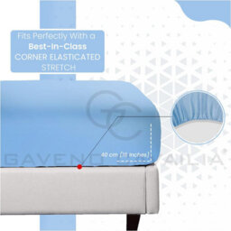 Gc Gaveno Cavailia Percale Deep Fitted Sheet Super King Blue Extra Deep Pocket 16 Inch (40 Cm) - thumbnail 5