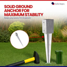 Gezu Impex Heavy Duty Hot Dip Galvanised Fence Post Support Holder Anchor Spike Wooden Pergola Ground Sleeve - 46 X 46 X 600 mm - thumbnail 3