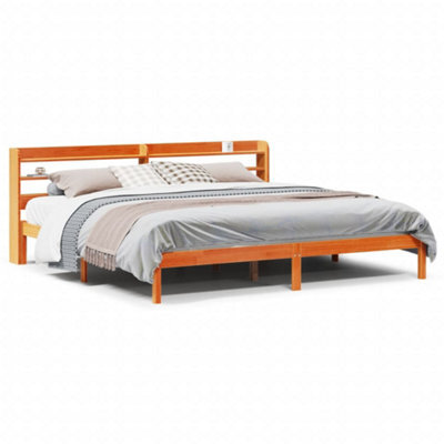 Berkfield Versatile Bed Frame With Headboard Without Mattress Wax Brown 200X200 Cm