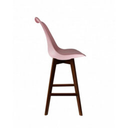 Fusion Living Soho Blush Pink Plastic Bar Stool With Dark Wood Legs - thumbnail 5