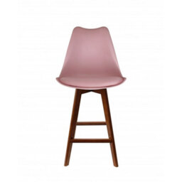 Fusion Living Soho Blush Pink Plastic Bar Stool With Dark Wood Legs - thumbnail 6
